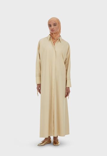 Poplin Robe | Riz brun