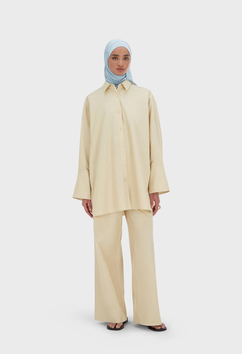 Poplin Pantalon | Riz brun