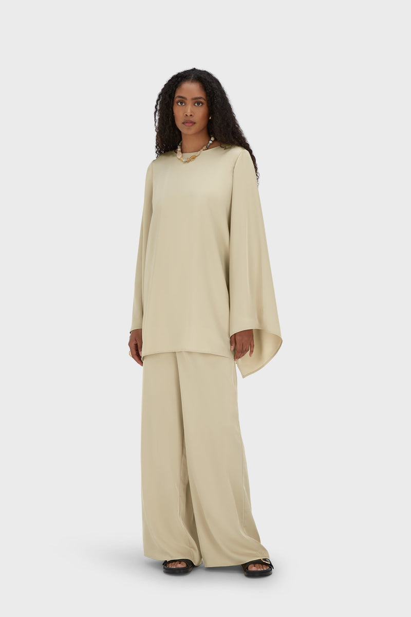 Satin Cape Haut | Riz brun