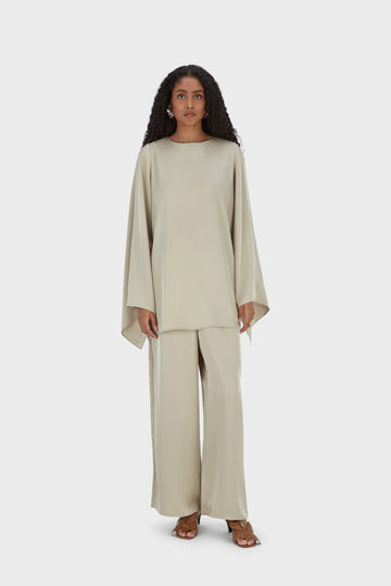 Satin Cape Haut | Moss Gray