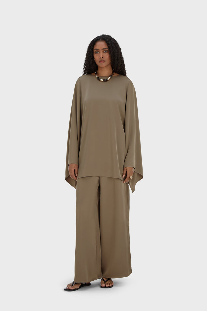 Satin Cape Haut | Taupe