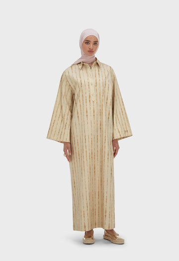 Shibori Kaftan Robe | Beige Rose