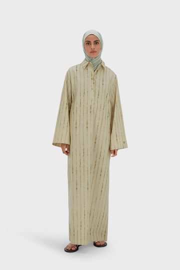Shibori Kaftan Robe | Soft Khaki