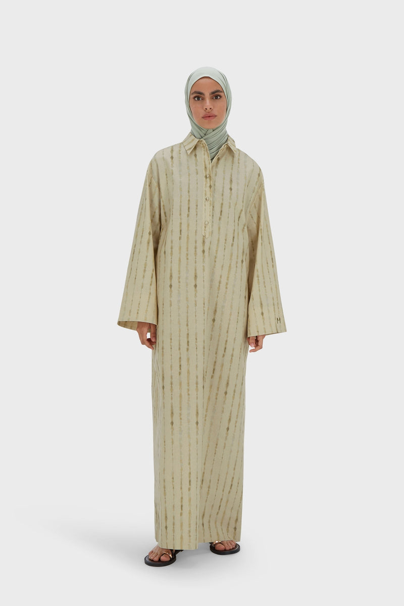 Shibori Kaftan Robe | Kaki doux