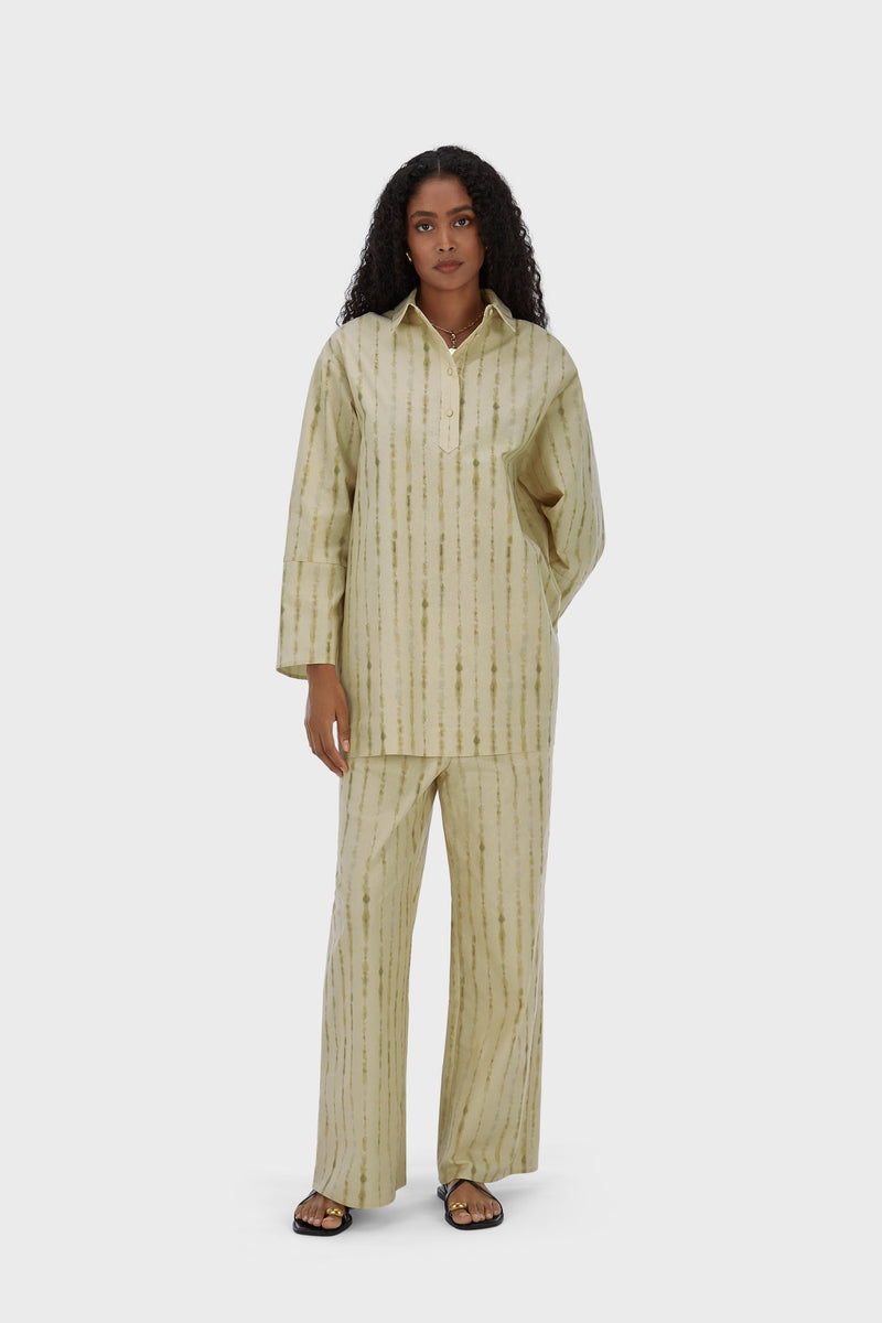 Shibori Pantalon | Kaki doux