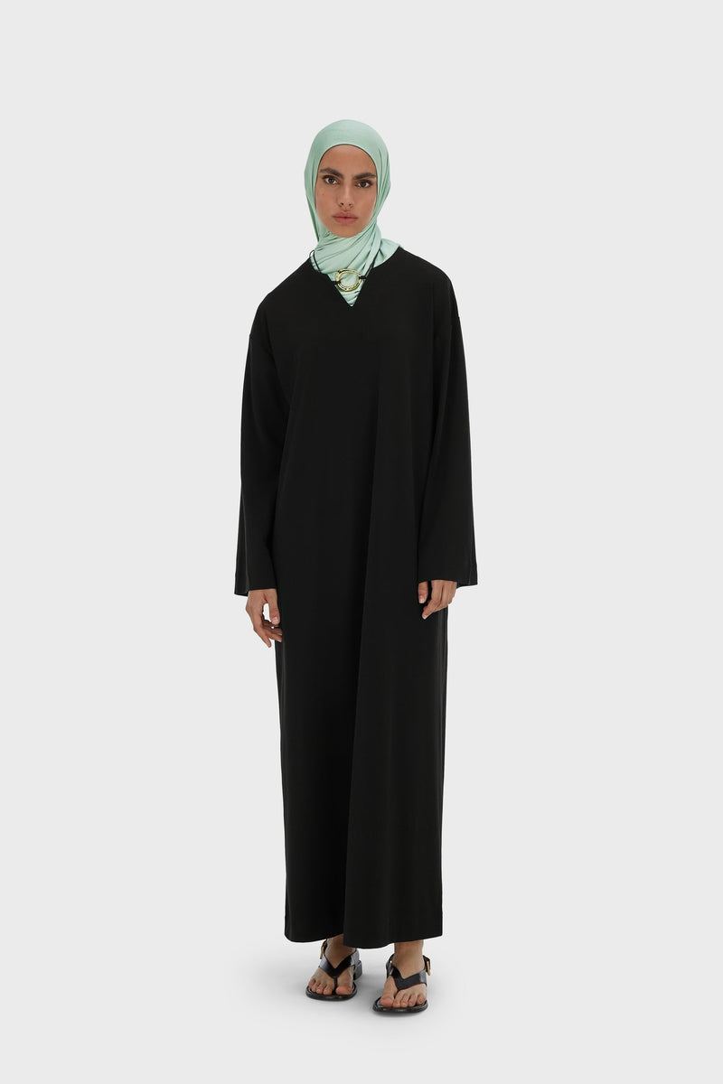 Summer Jersey Kaftan Robe | Noir
