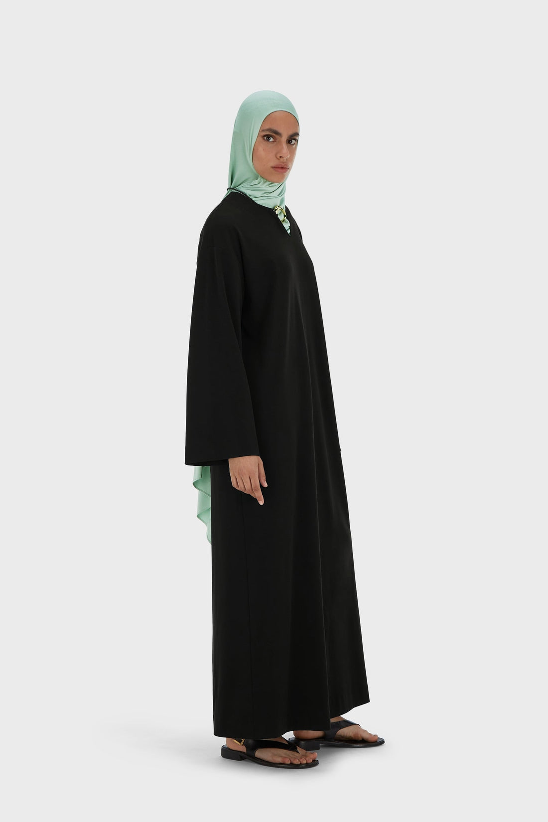 Summer Jersey Kaftan Robe | Noir
