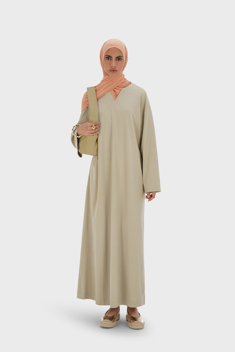 Summer Jersey Kaftan Robe | Gris mousse