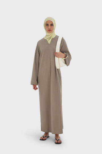 Summer Jersey Kaftan Robe | Taupe
