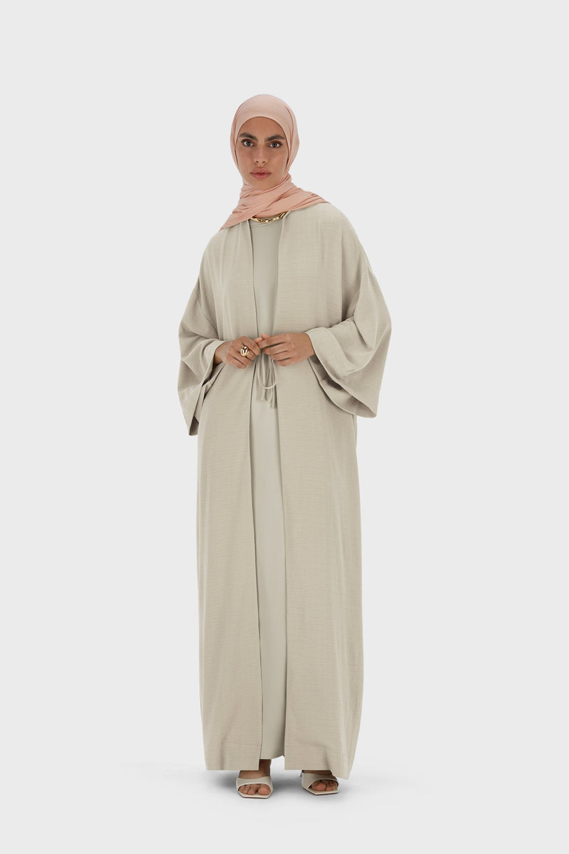 Summer Stripe Abaya | Gris mousse