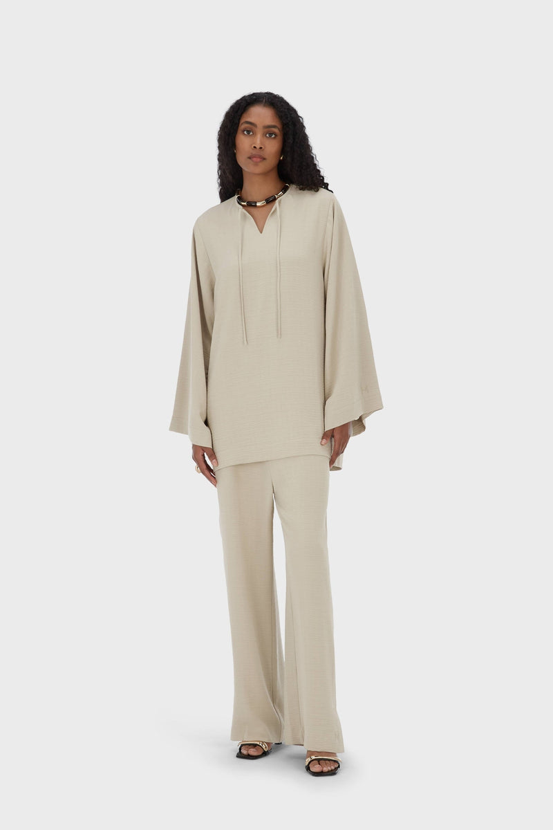 Summer Stripe Pantalon | Gris mousse