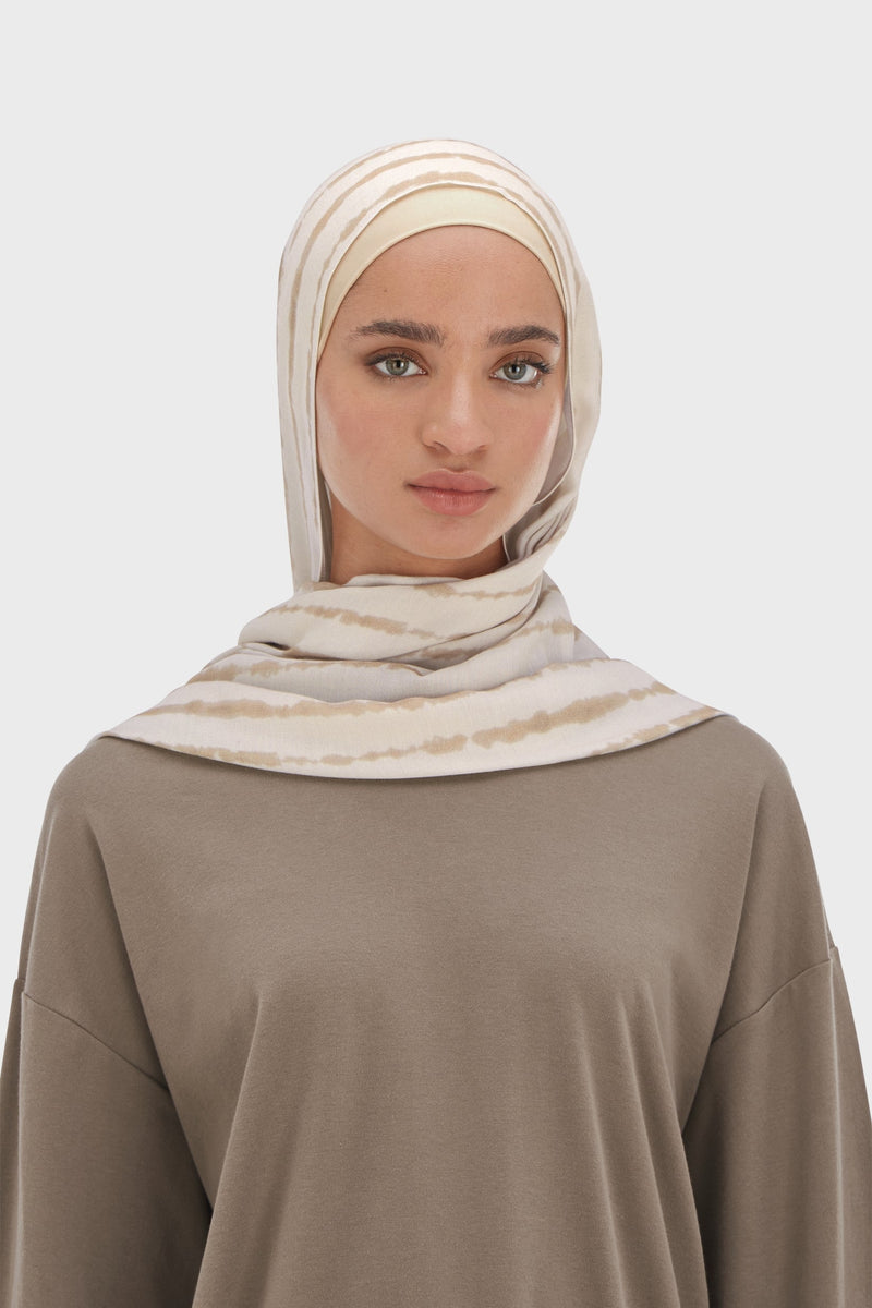Foulard tissé léger | Imprimé shibori beige rosé