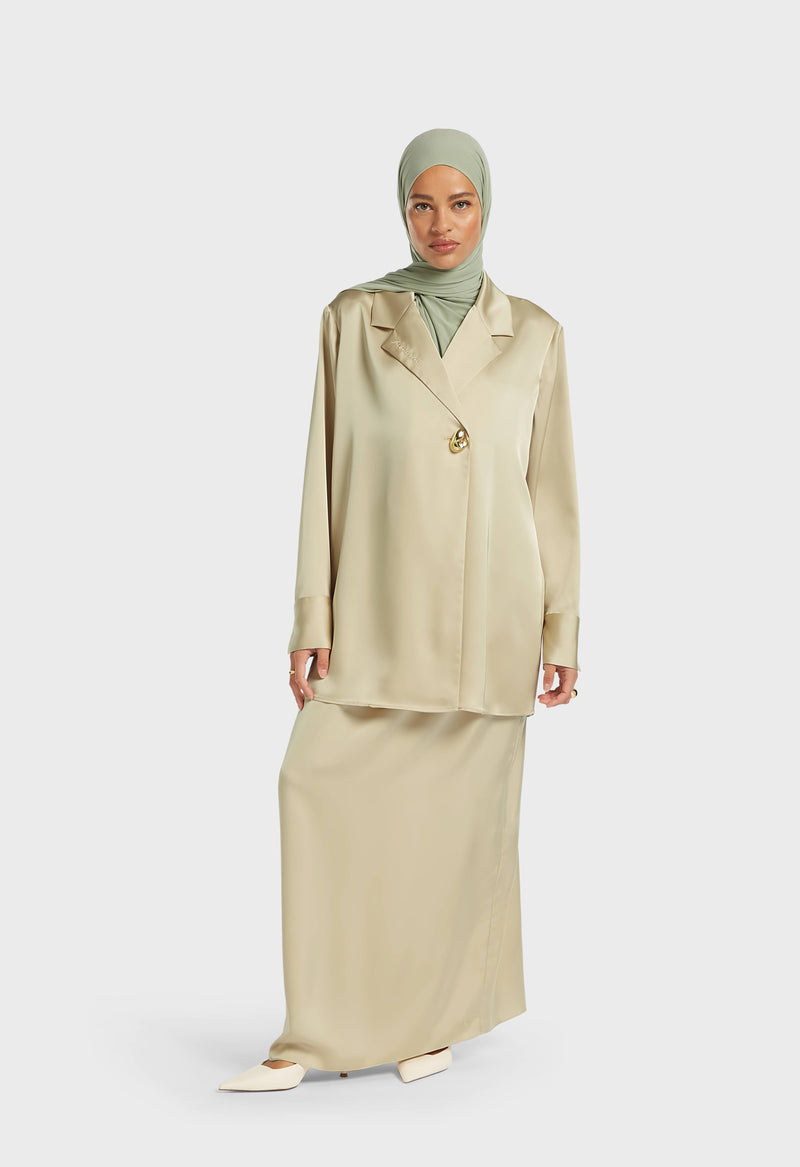 Satin Bias Jupe | Riz brun