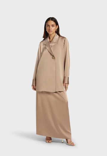 Satin Bias Jupe | Perle foncé