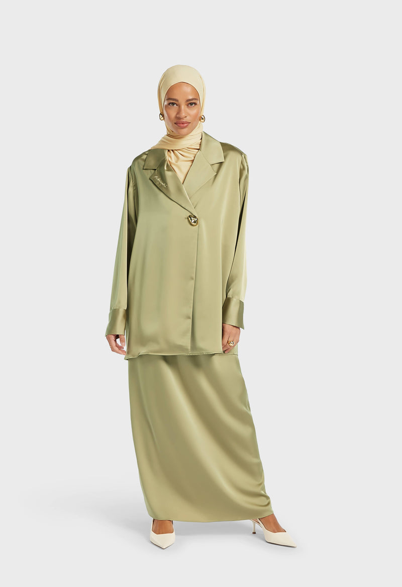 Satin Classic Blazer | Vert gris