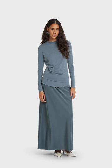 Satin Jupe | Dusty Indigo
