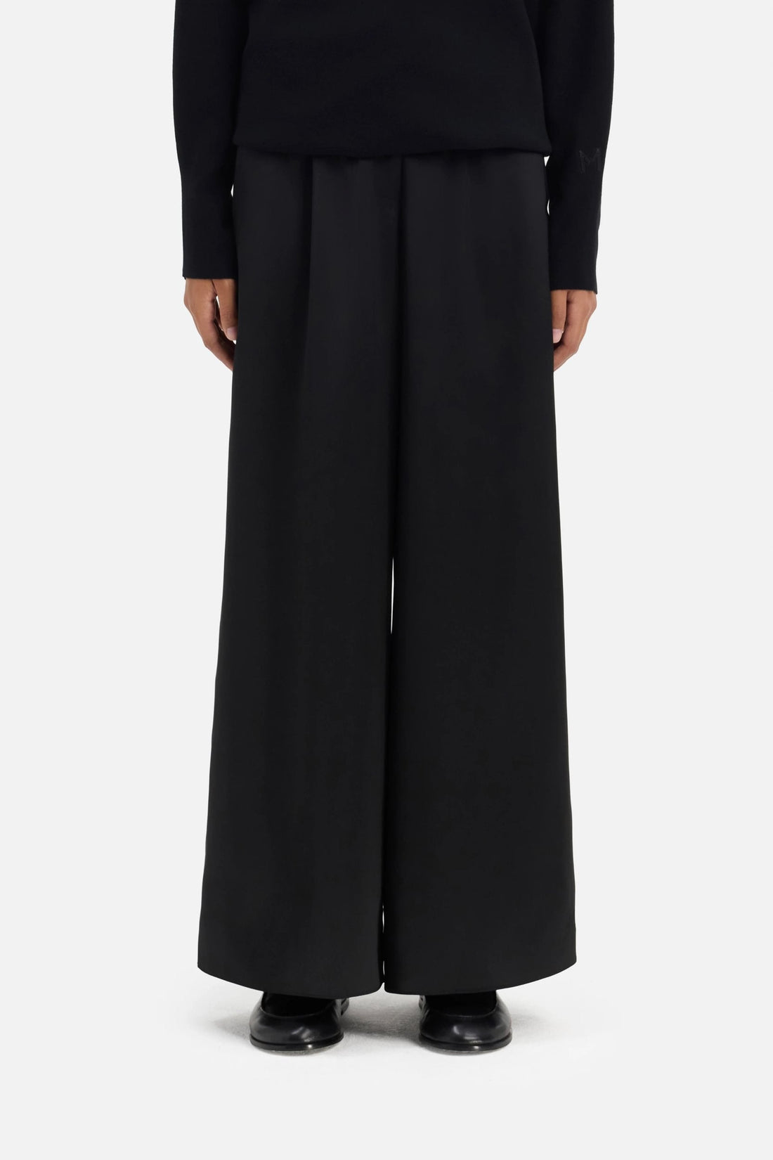 Satin Gathered Pantalon | Noir