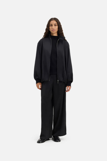 Satin Gathered Pantalon | Noir