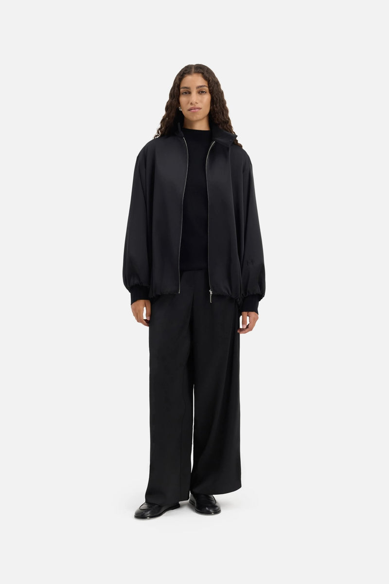 Satin Gathered Pantalon | Noir