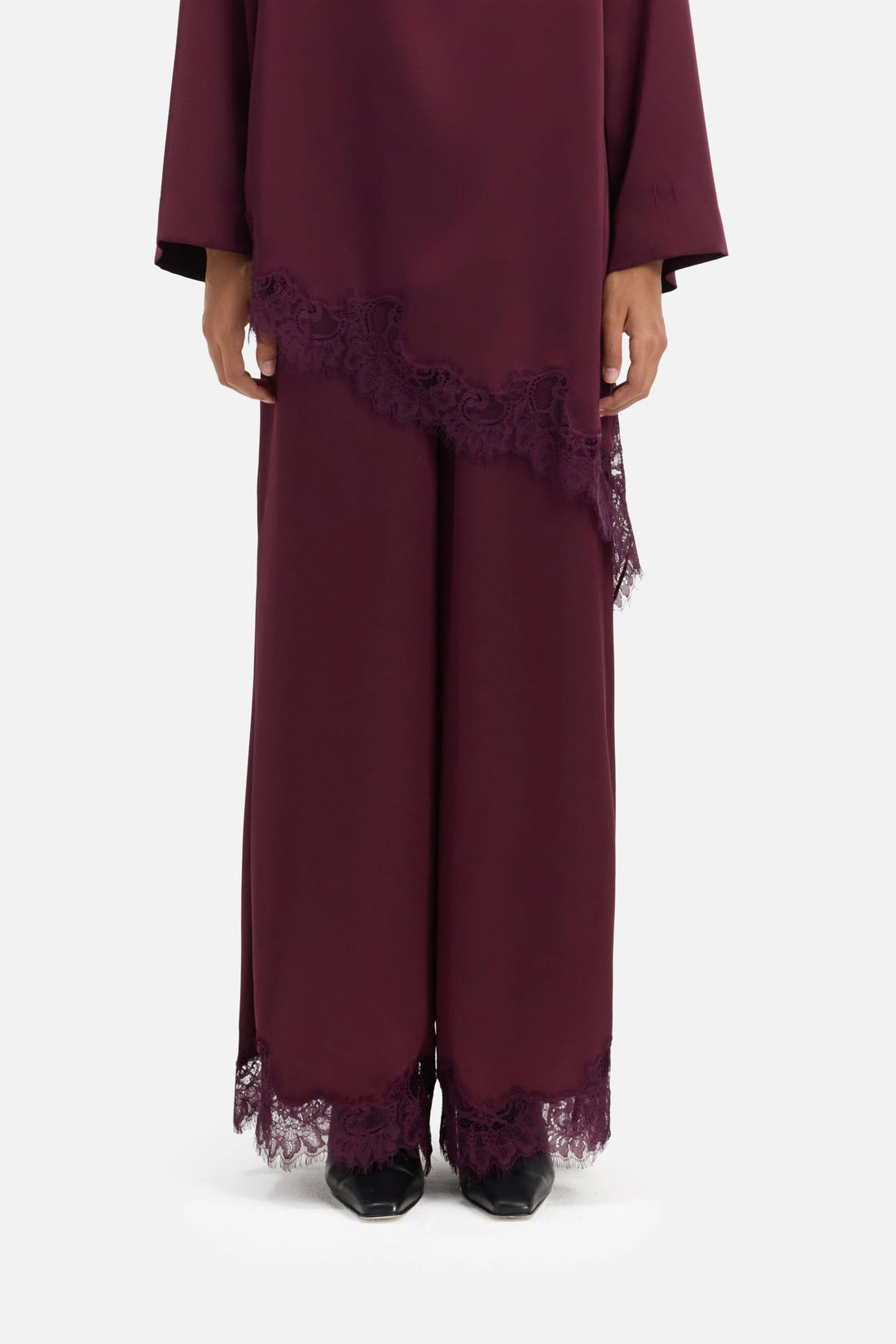 Pantalon satin dentelle | Cassis