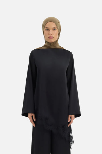Satin Lace Haut | Noir