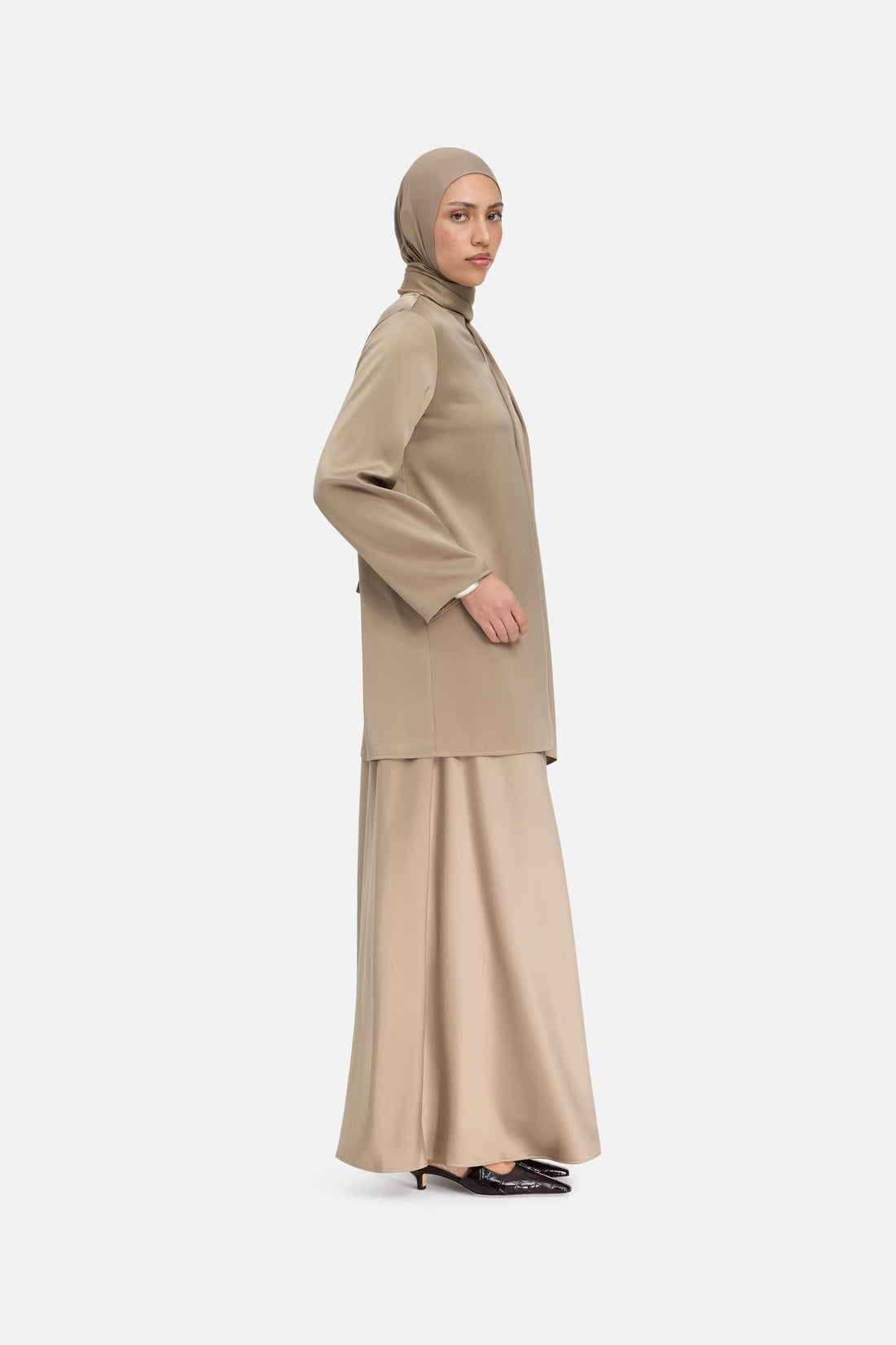 Satin Jupe | Kaki
