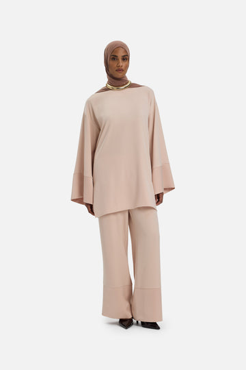 Satin Trim Trouser | Rose foncé