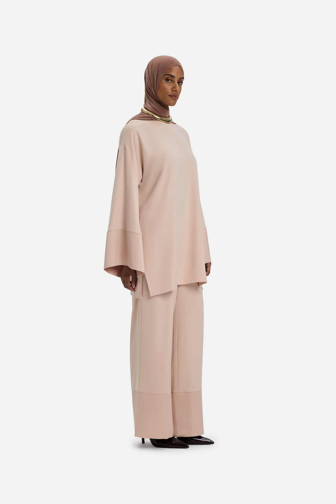 Satin Trim Trouser | Rose foncé