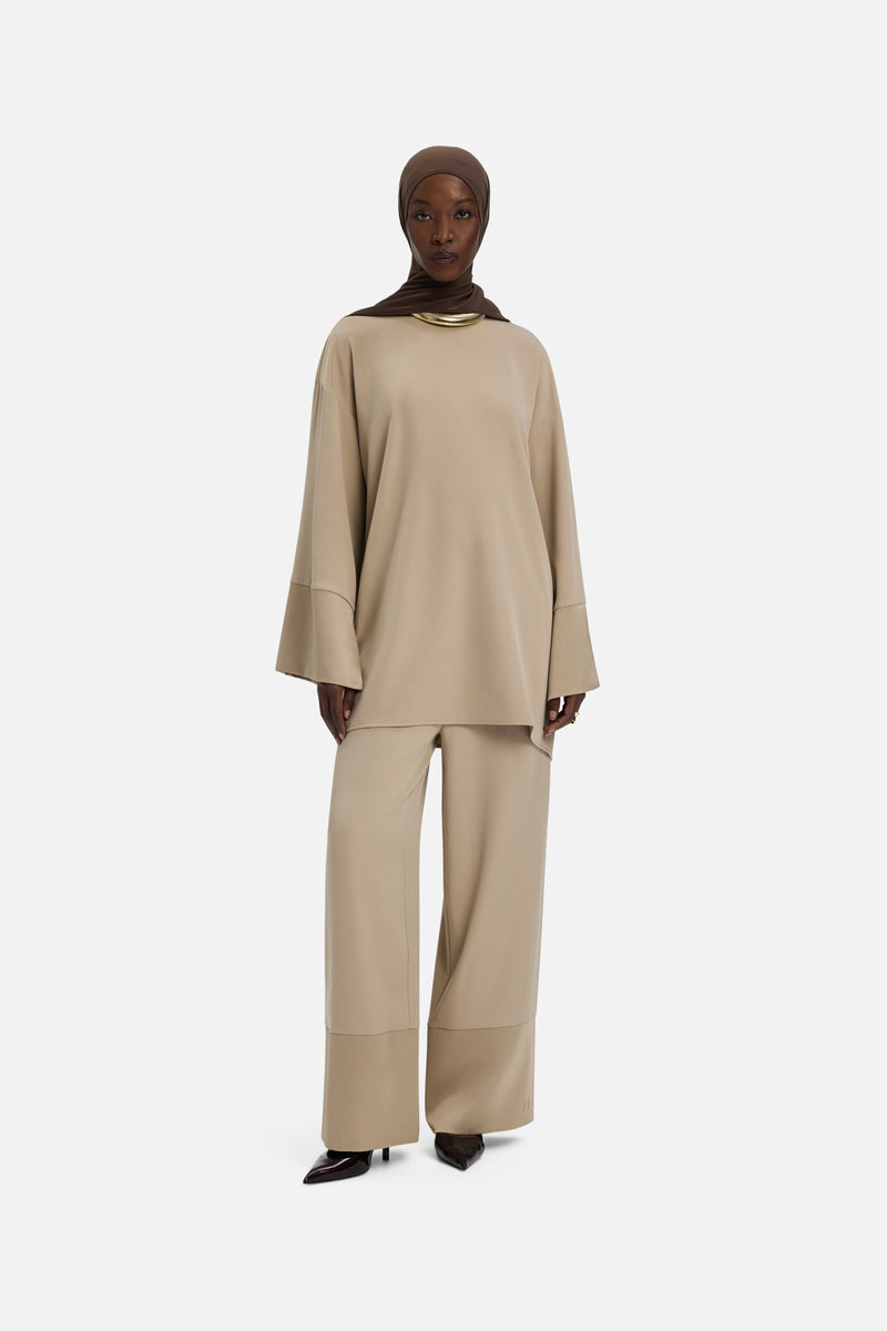 Satin Trim Blouse | Moka