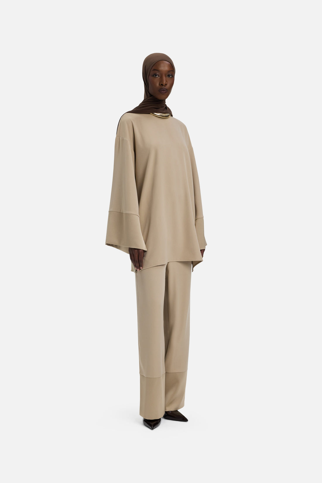 Satin Trim Trouser | Moka