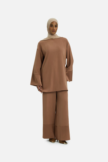 Satin Trim Blouse | Soft Bordeaux