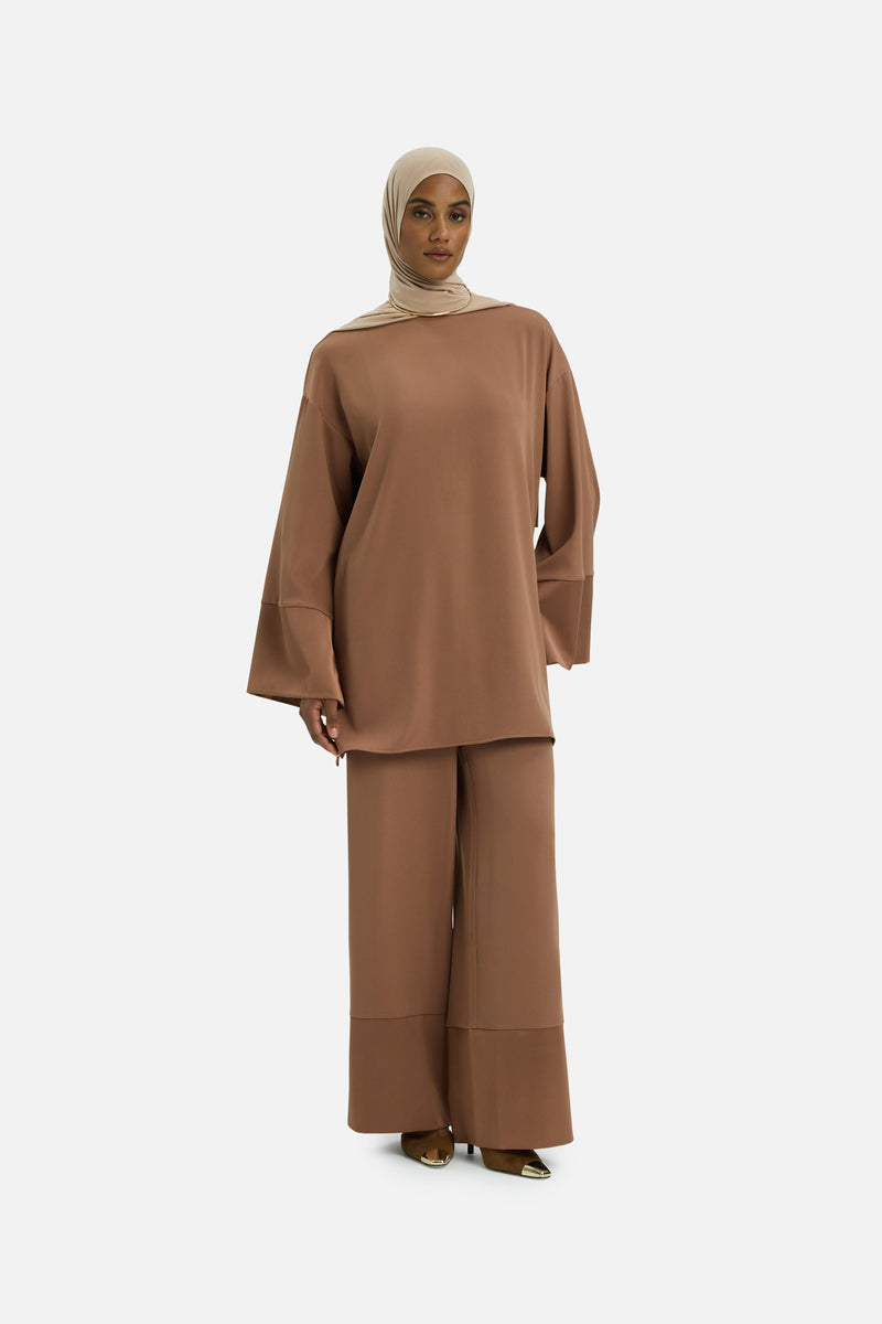 Satin Trim Blouse | Bordeaux doux