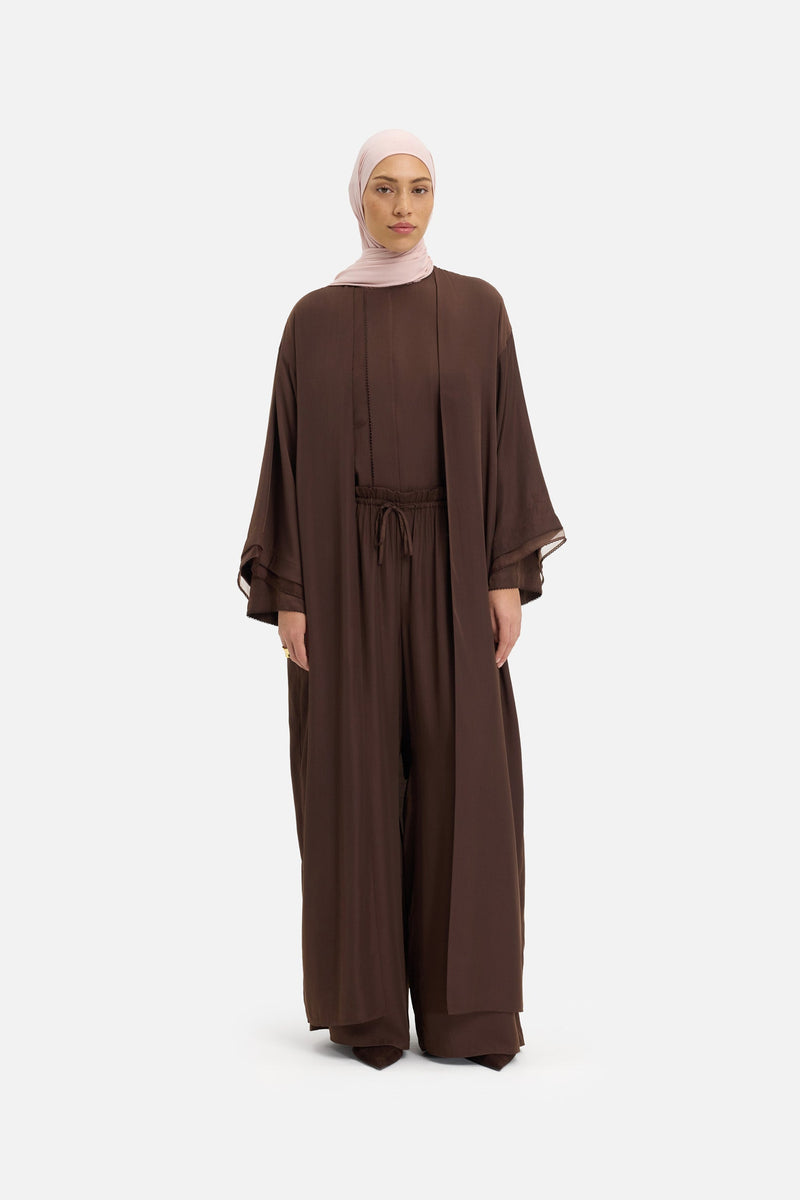 Sheer Layered Abaya | Moka brûlé