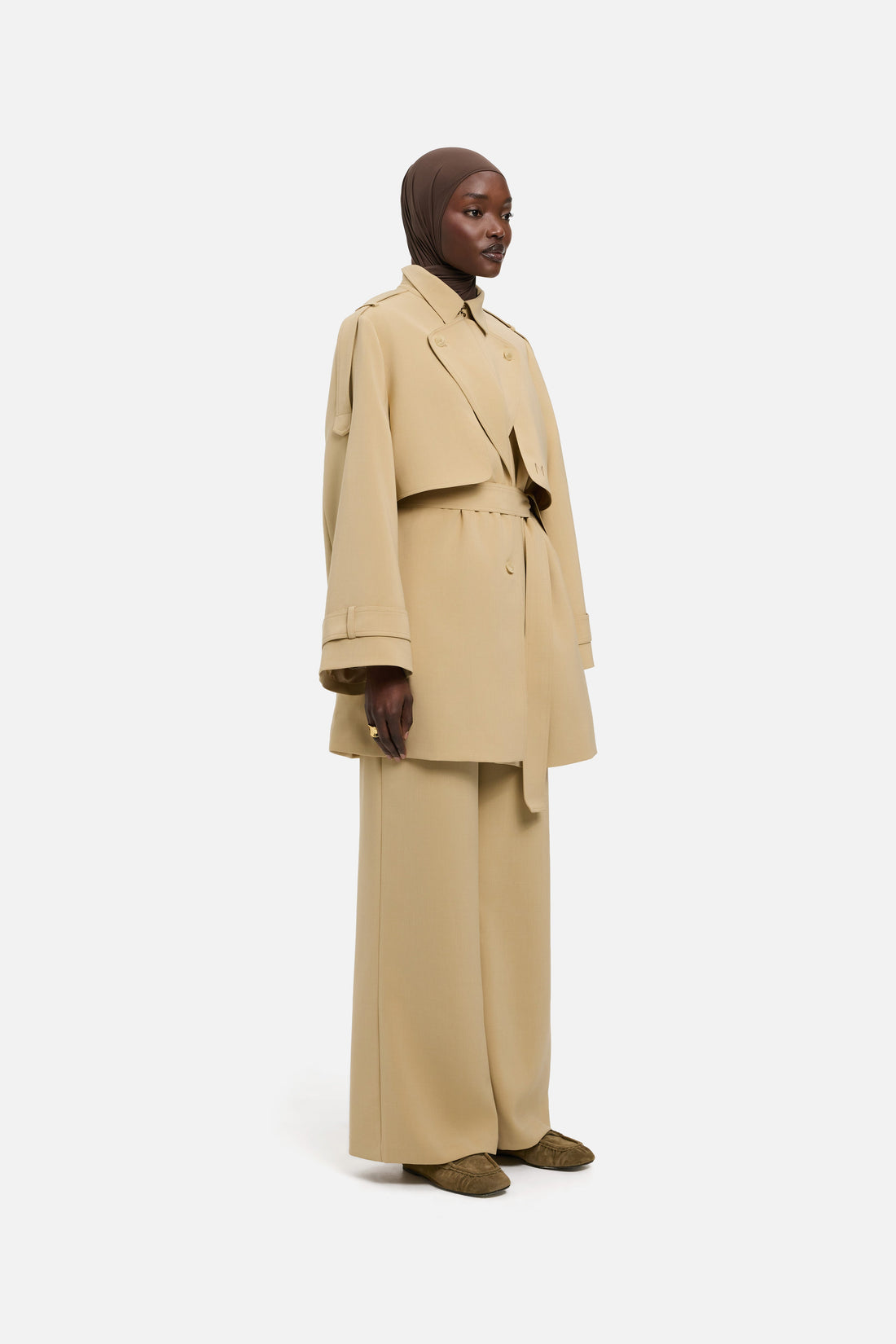 Court Trench Veste | Argile désert