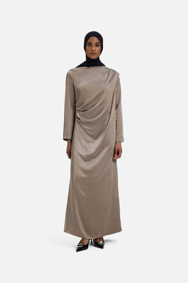 Shoulder Drape Robe | Cacao lacté