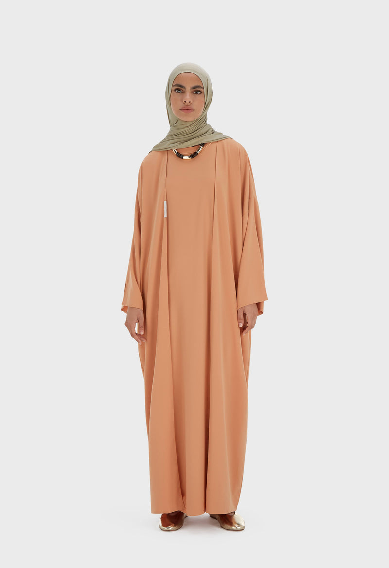 Sleeveless Woven Robe Court | Orange pastel