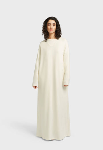 Soft Rayon V-Neck Robe | Blanc cassé