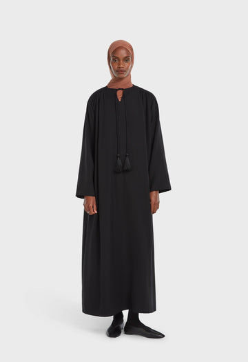 Soft Woven Tailored Robe | Noir