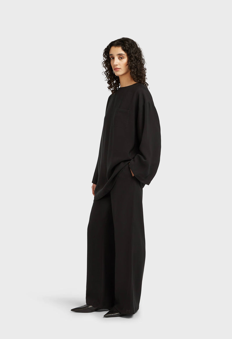 Soft Woven Tailored Pantalon | Noir