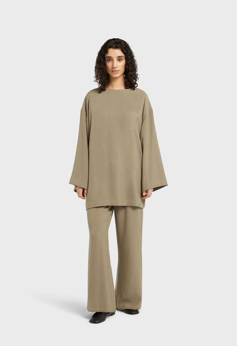 Soft Woven Tailored Pantalon | Brun désert