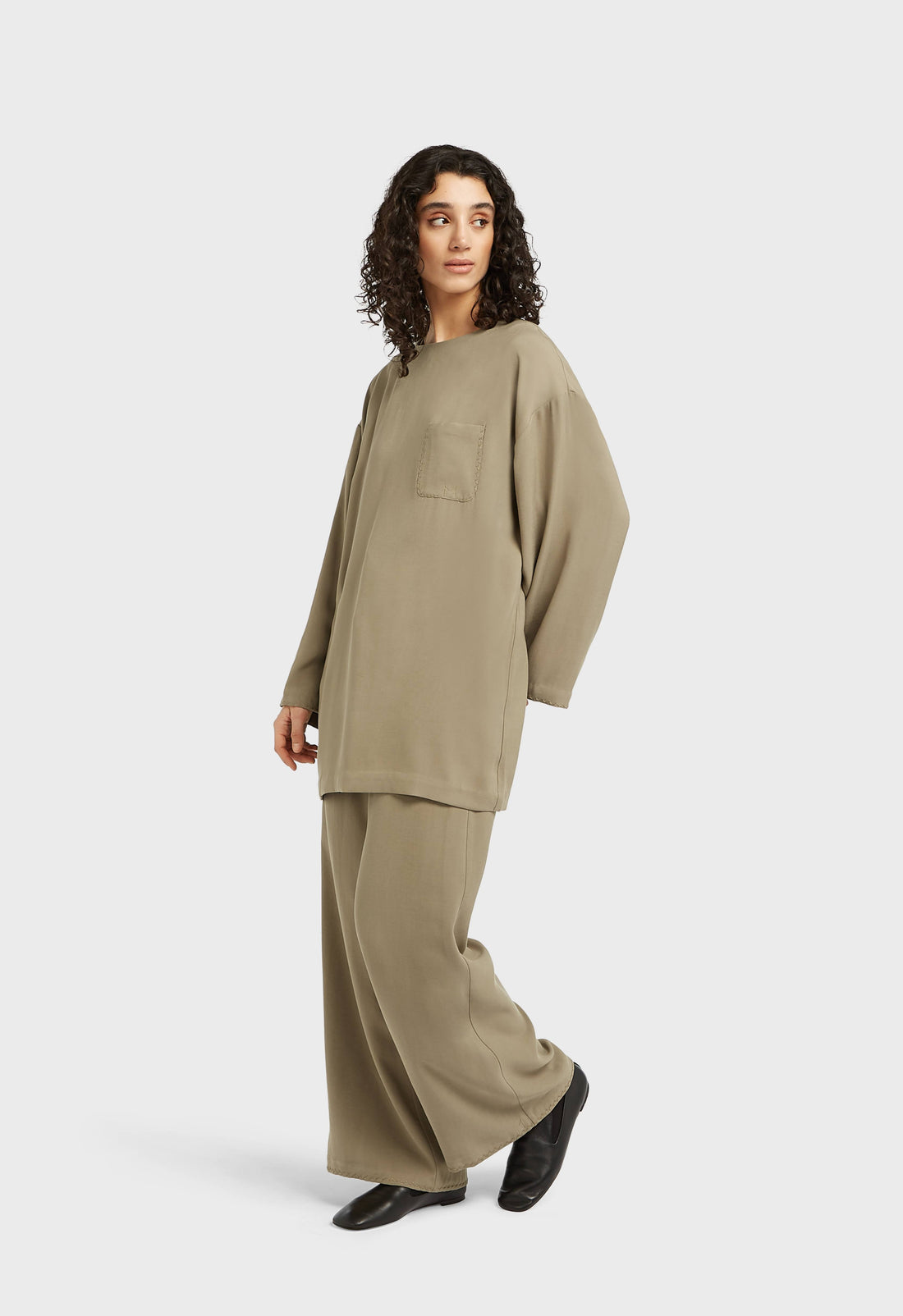 Soft Woven Tailored Pantalon | Desert Brown