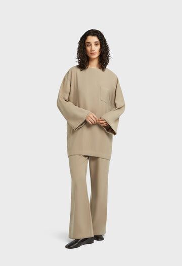 Soft Woven Tailored Pantalon | Moka
