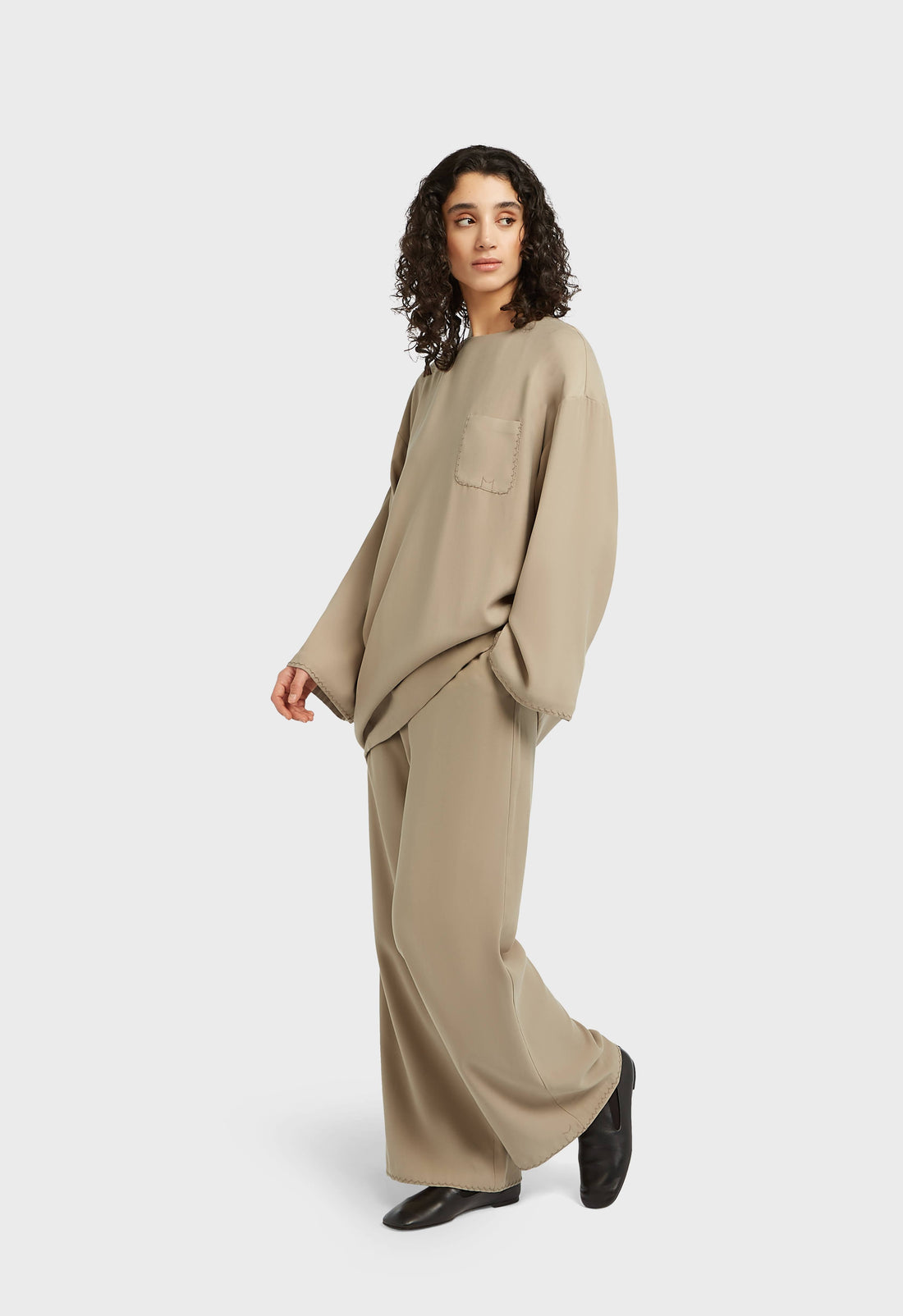 Soft Woven Tailored Pantalon | Moka