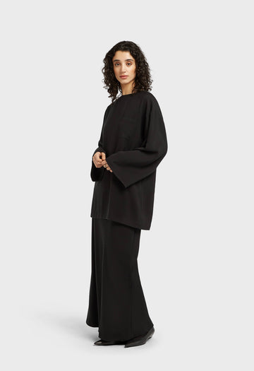 Soft Woven Tailored Jupe | Noir