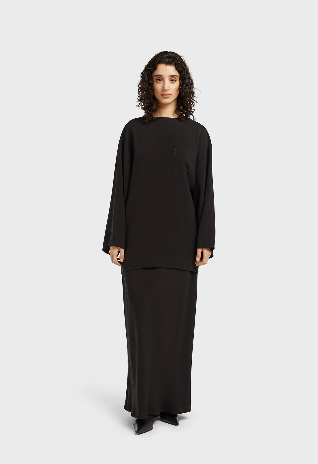 Soft Woven Tailored Jupe | Noir