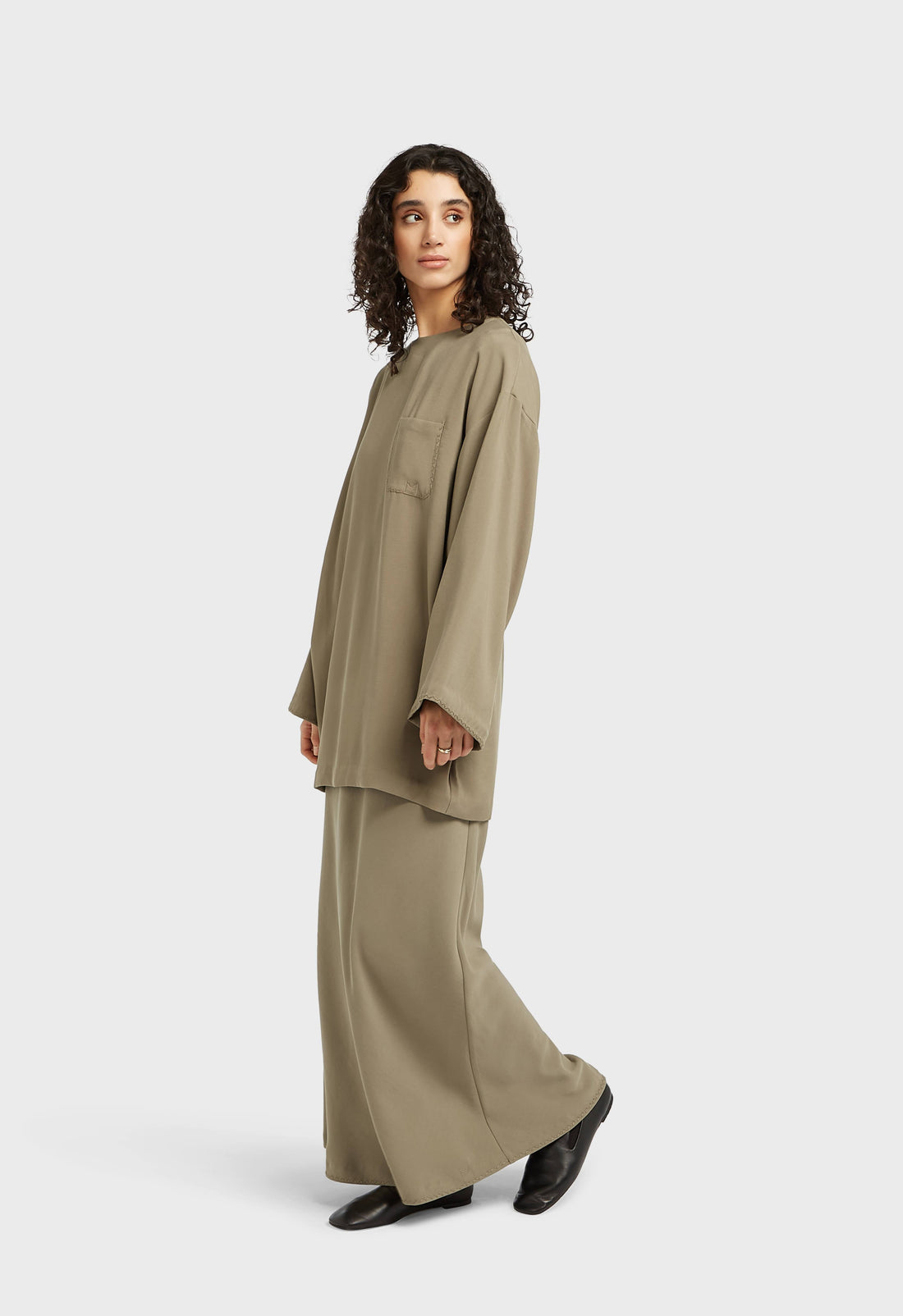 Soft Woven Tailored Jupe | Desert Brown