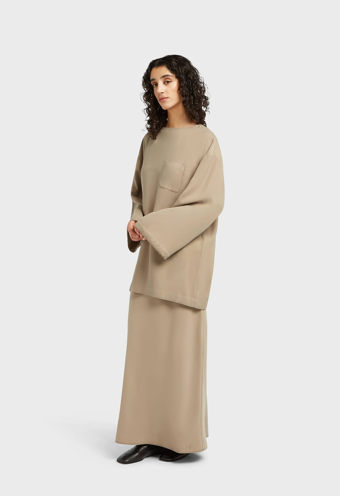 Soft Woven Tailored Jupe | Moka