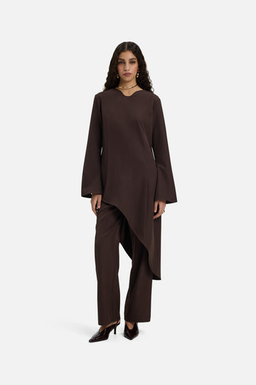 Soft Curved Tailored Haut | Marron foncé