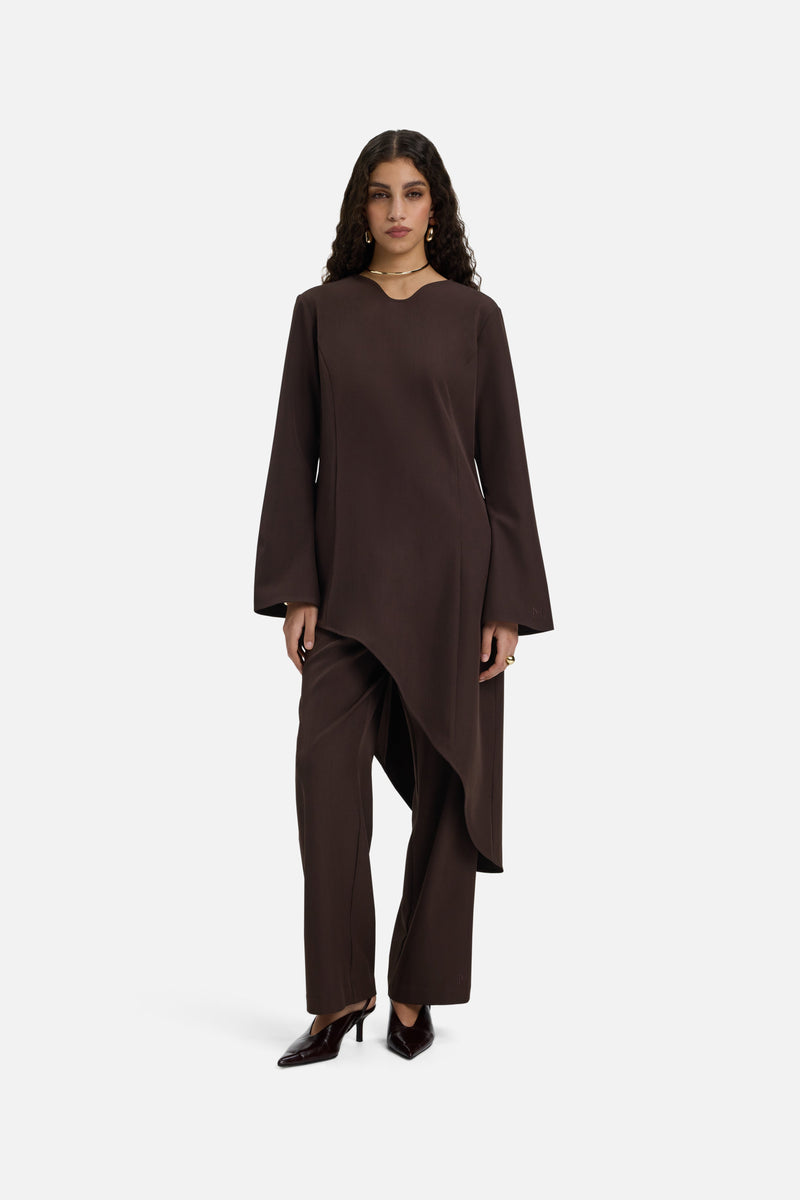 Soft Curved Tailored Haut | Marron foncé