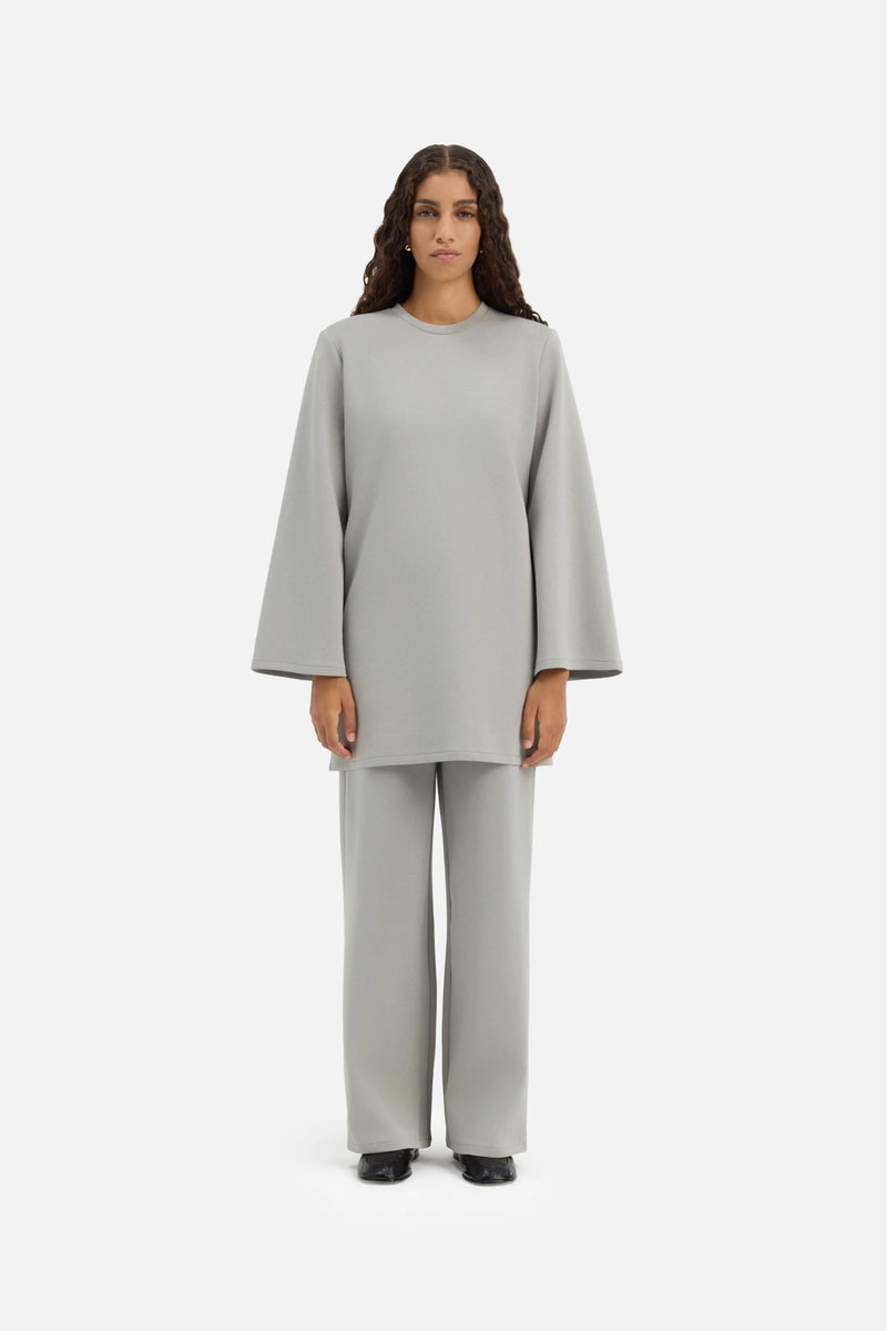 Straight Jersey Tailored Pantalon | Gris pâle